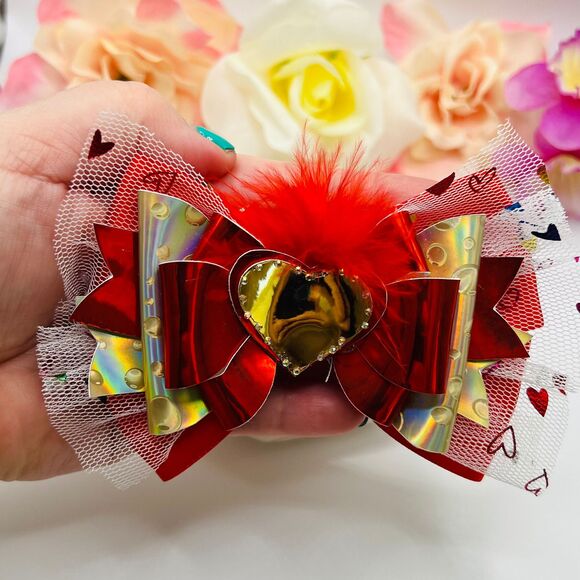 Cute Heart Hair Bow Clips for Girl and Toddlers Gift for Girls New Handmade - Picture 3 of 4